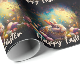 Papel De Presente Coelho da Páscoa feliz com ovos de Páscoa