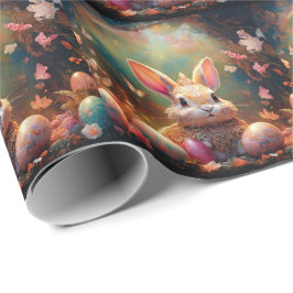 Papel De Presente Coelho da Páscoa feliz com ovos de Páscoa
