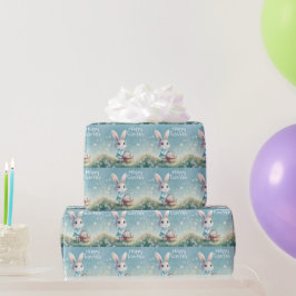 Papel De Presente Coelho da Páscoa feliz com ovos de Páscoa