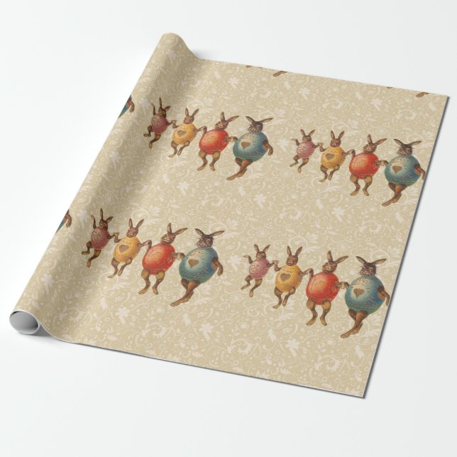 Papel De Presente Coelho da Páscoa Ovos Dançantes (Desenrolado)