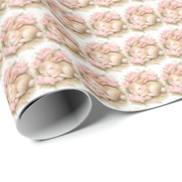 Papel De Presente Coelho da Páscoa Vintage Pink Aquarela