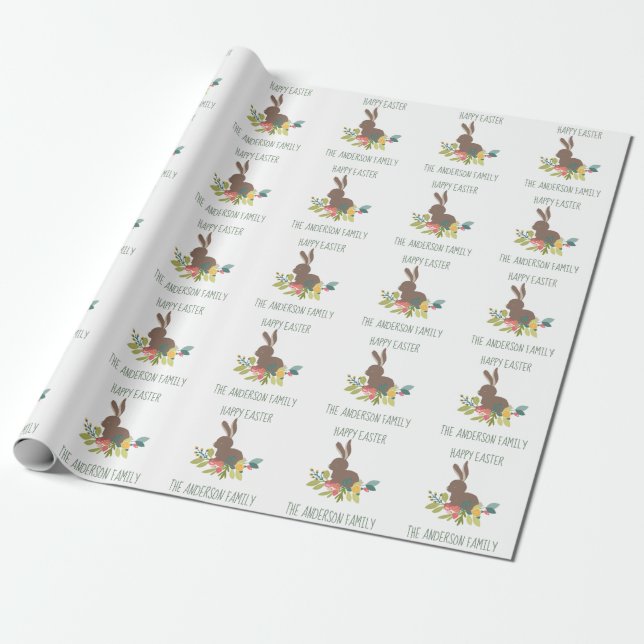 Papel De Presente Coelho de felz pascoa com nome (Desenrolado)