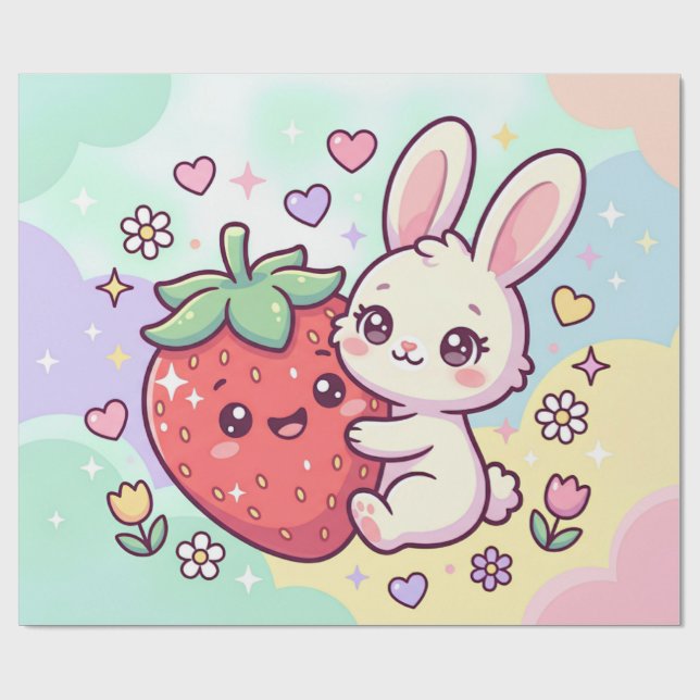 Papel De Presente Coelho de Morango Doce (Aberto)