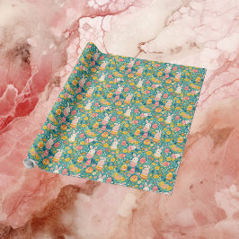 Papel De Presente Coelho de Páscoa Caprichoso Primavera Prado Botâni