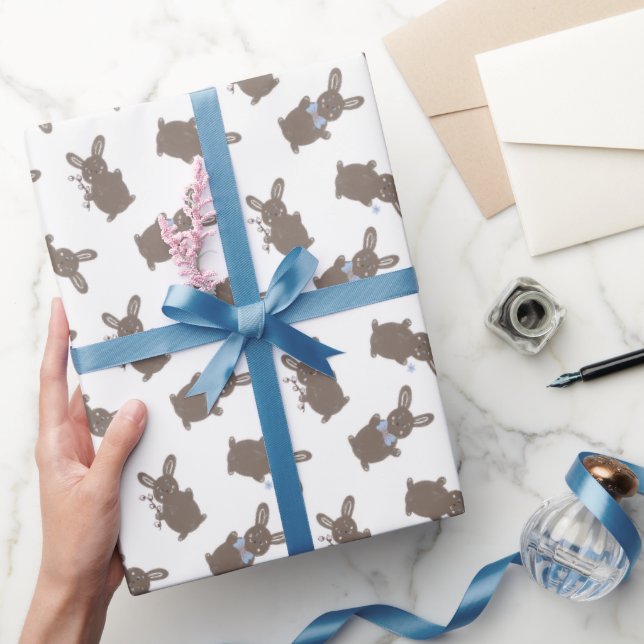 Papel De Presente Coelho de Páscoa com flores adoráveis para menino (Presentear)