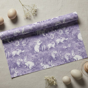 Papel De Presente Coelho de Páscoa Elegante em Roxo Toile de Jouy