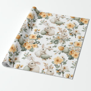 Papel De Presente Coelho de Páscoa Floral Vintage (2)