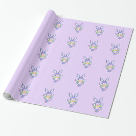 Papel De Presente Coelho de Páscoa Roxo Dançando