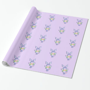 Papel De Presente Coelho de Páscoa Roxo Dançando