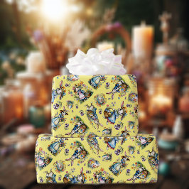 Papel De Presente Coelho de Páscoa Vintage Amarelo Caprichoso em Aqu