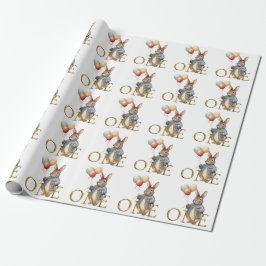 Papel De Presente Coelho de primeiro aniversário com balões