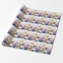 Papel De Presente Coelho de primeiro aniversário soprando chiclete r