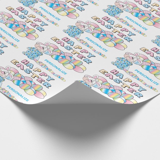 Papel De Presente Coelho e Ovos Felizes de Páscoa - (Ponta)