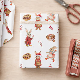 Papel De Presente Coelho Festivo Caprichoso Natal Férias