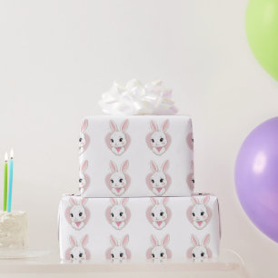 Papel De Presente Coelho Fofo Segurando Coração   Design Romântico
