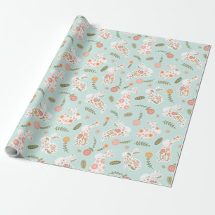Papel De Presente Coelho Páscoa Azul Ilustração Abstrato