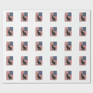 Papel De Presente Coelho Patriótico Bandeira Americana Gravura Vinta