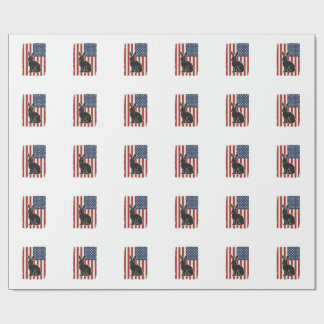 Papel De Presente Coelho Patriótico Bandeira Americana Gravura Vinta
