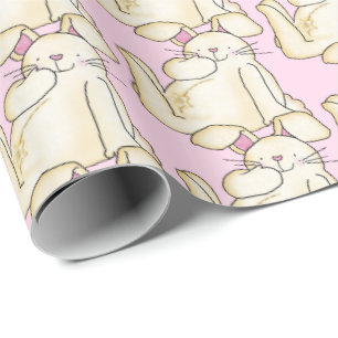 Papel De Presente coelhos bonitos de cor rosa
