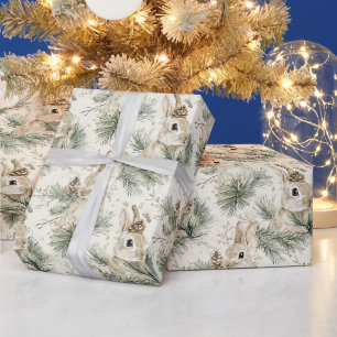 Papel De Presente Coelhos de Natal de Pinhas Verdes
