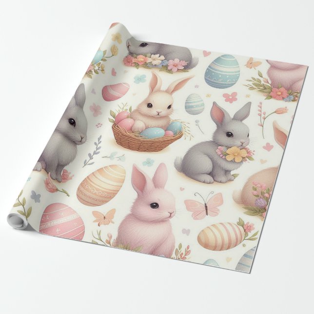 Papel De Presente Coelhos de Páscoa (Desenrolado)