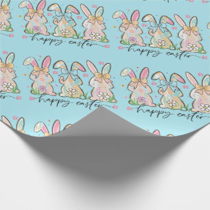 Papel De Presente Coelhos de Páscoa Coloridos com Laços