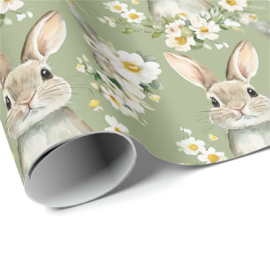Papel De Presente Coelhos de Páscoa em Aquarela