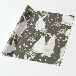 Papel De Presente Coelhos e folhagem
