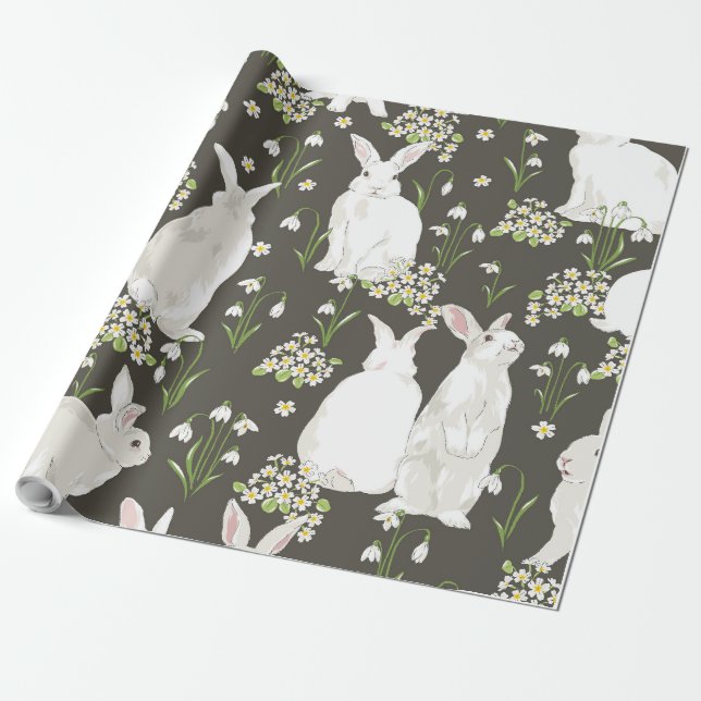Papel De Presente Coelhos e folhagem (Desenrolado)