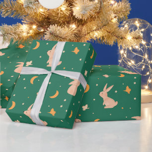Papel De Presente Coelhos e Lua