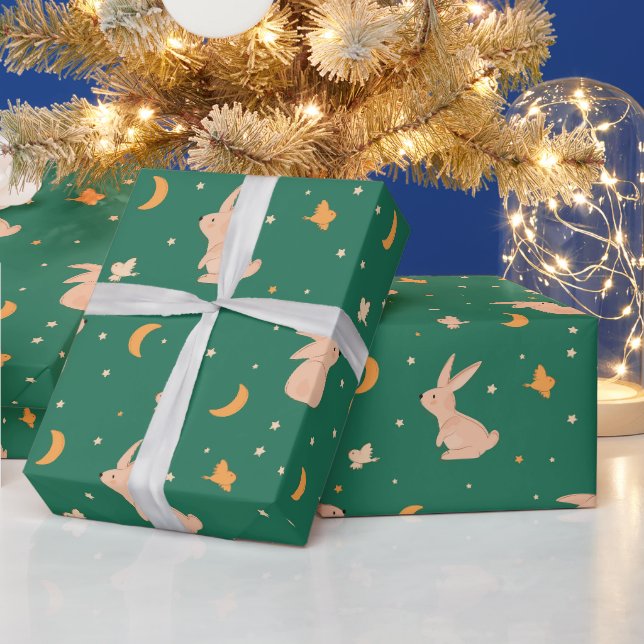 Papel De Presente Coelhos e Lua (Feriados)