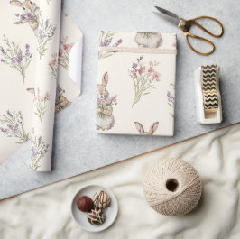 Papel De Presente Coelhos Flores Aniversário