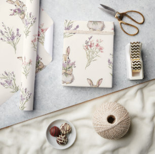Papel De Presente Coelhos Flores Aniversário
