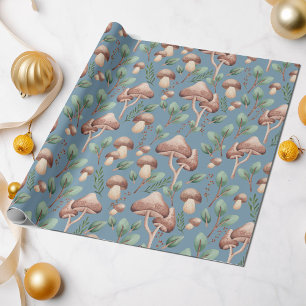 Papel De Presente Cogumelo Florestal Eucalyptus Azul de Ocasião