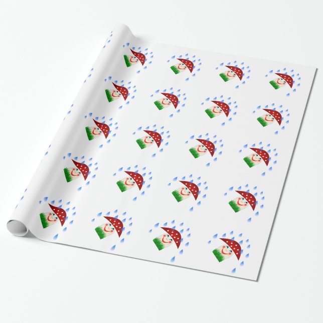 Papel De Presente Cogumelo sob a chuva (Desenrolado)