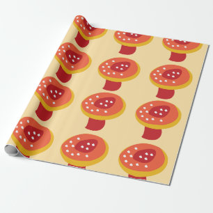 Papel De Presente Cogumelo Venenoso Amarelo Vermelho 