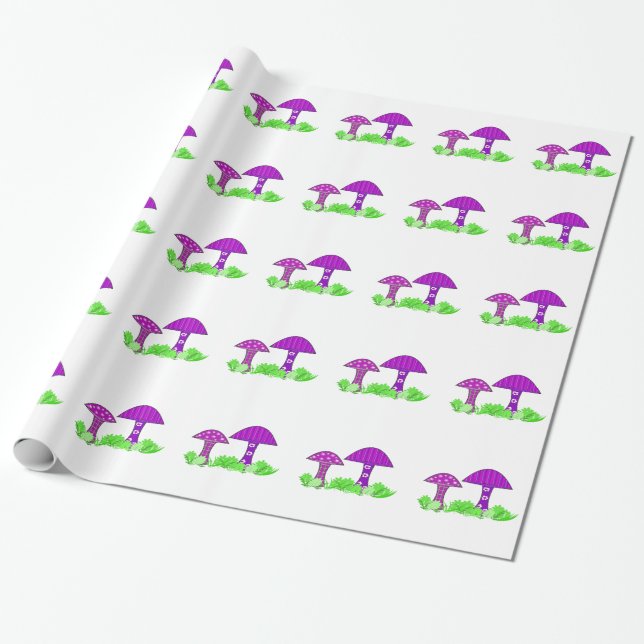 Papel De Presente Cogumelos Caprichosos (Desenrolado)