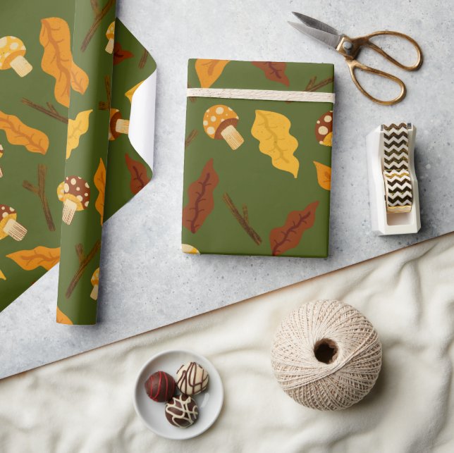Papel De Presente Cogumelos de Outono (Artesanato)