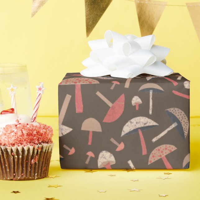 Papel De Presente Cogumelos do século médio com Arte Original Inspir (Festa de aniversário)