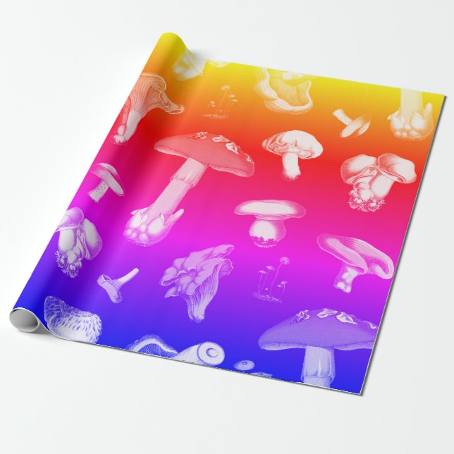 Papel De Presente Cogumelos Florestais De Algodão Cugado (Desenrolado)