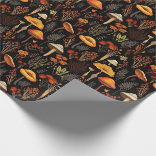 Papel De Presente Cogumelos florestais e flores selvagens Russos