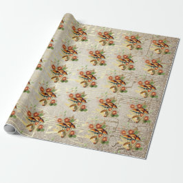 Papel De Presente Cogumelos Marrom Woodland Antiguidades Notas Doura