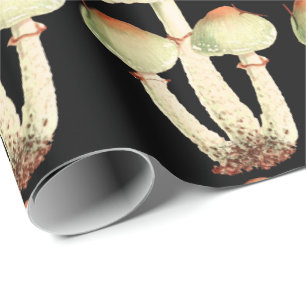 Papel De Presente Cogumelos Rosa Woodland Black Woodland Elegante