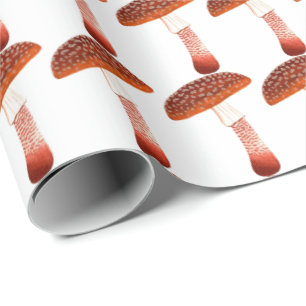 Papel De Presente Cogumelos Rosa Woodland White Delicate