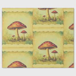 Papel De Presente Cogumelos Vintage
