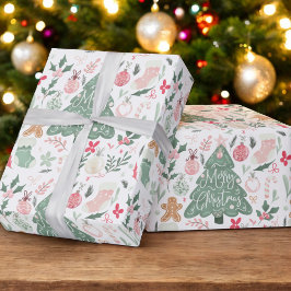 Papel De Presente Coisas de Natal bonitas Padrão de Ilustração