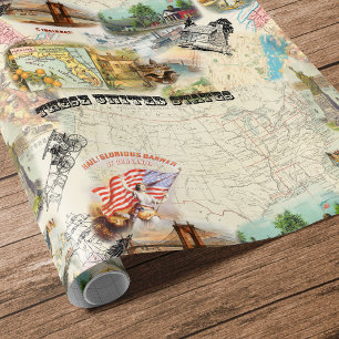 Papel De Presente Colagem da americana do vintage