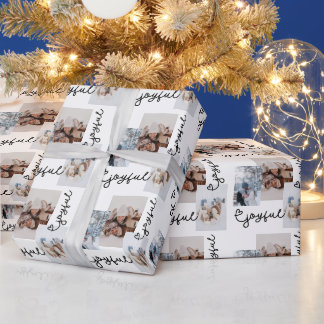 Papel De Presente Colagem de 3 Fotos Natal Alegre Adicione as Suas
