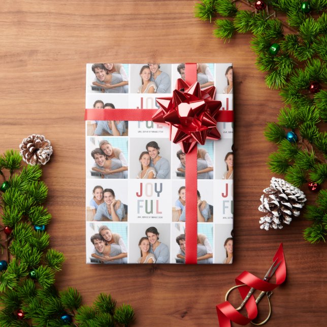 Papel De Presente Colagem de 3 Fotos Natal Personalizado  (Presente de Natal)