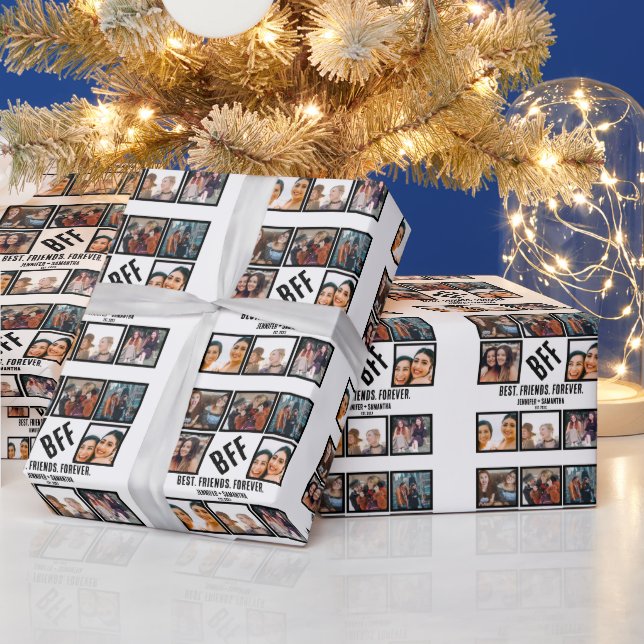 Papel De Presente Colagem de Fotografias BFF 8 Personalizadas para M (Feriados)
